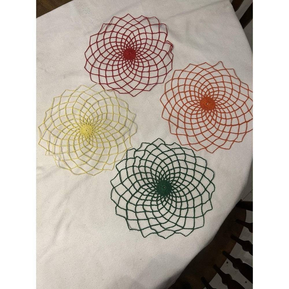 Vintage Hand Crochet Round Doilies 4 Pieces